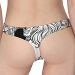 White And Black Leo Sign Print Women's Thong