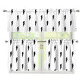 White And Black Lightning Pattern Print 3 Piece Kitchen Curtains
