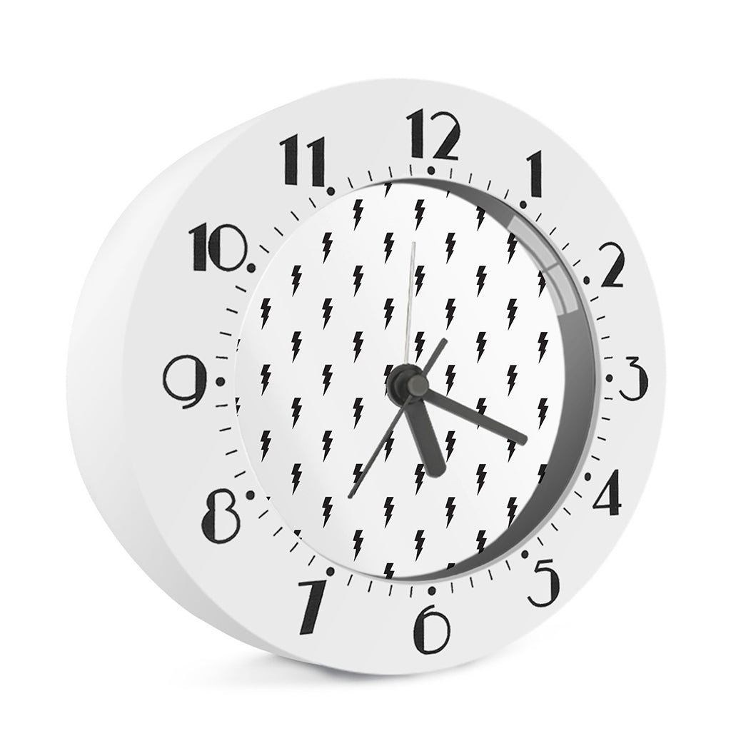 White And Black Lightning Pattern Print Alarm Clock