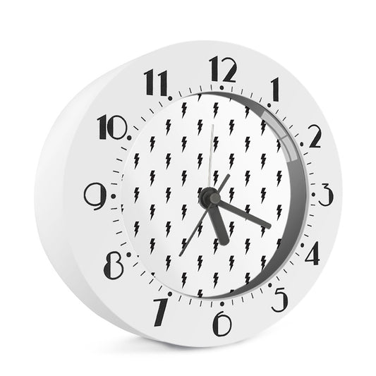 White And Black Lightning Pattern Print Alarm Clock