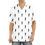 White And Black Lightning Pattern Print Aloha Shirt