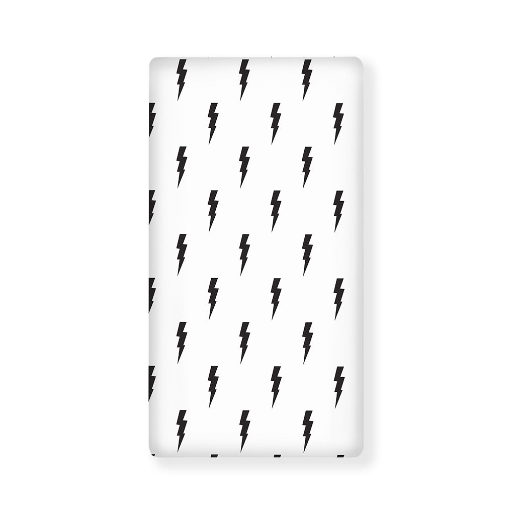 White And Black Lightning Pattern Print Baby Crib Sheet