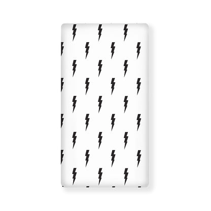 White And Black Lightning Pattern Print Baby Crib Sheet