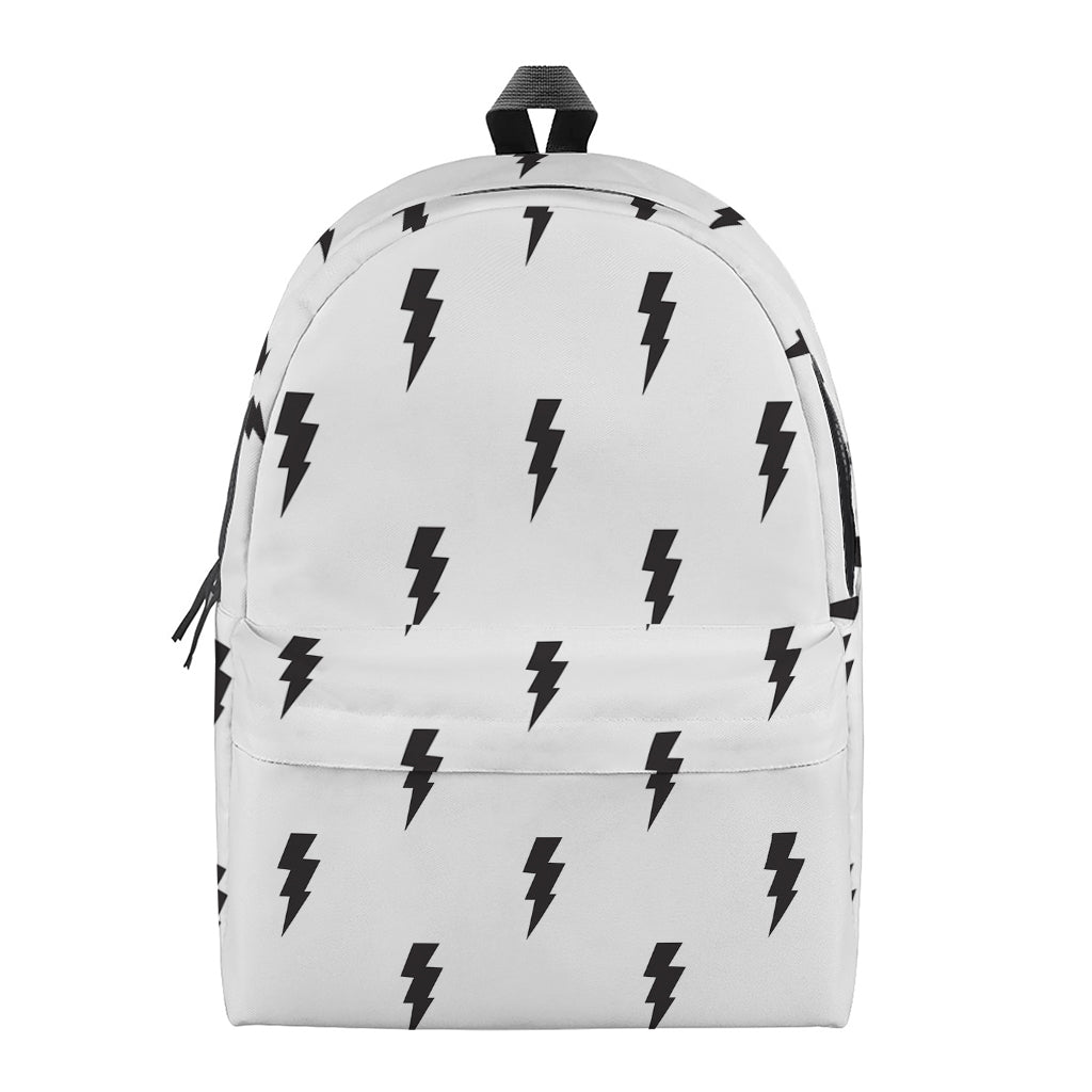 White And Black Lightning Pattern Print Backpack