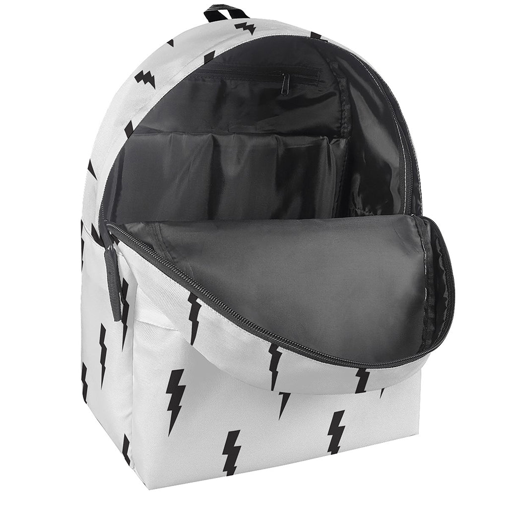 White And Black Lightning Pattern Print Backpack