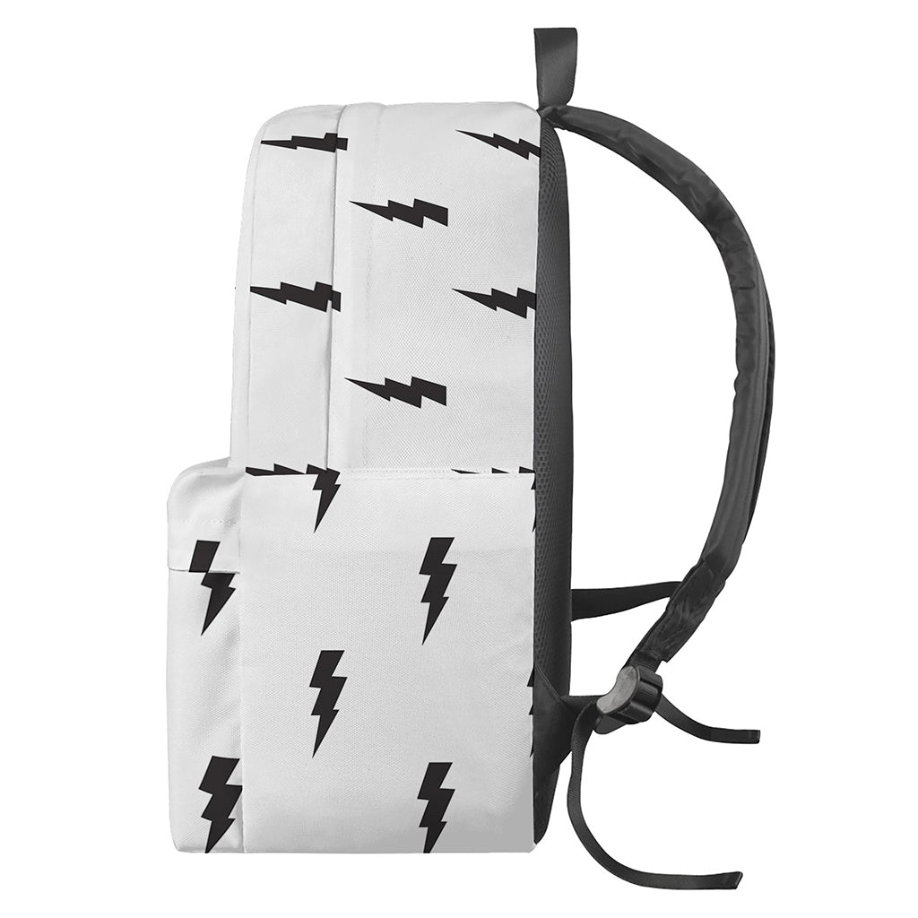 White And Black Lightning Pattern Print Backpack