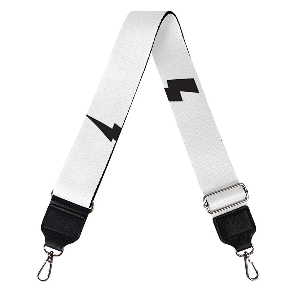 White And Black Lightning Pattern Print Bag Strap