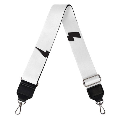 White And Black Lightning Pattern Print Bag Strap