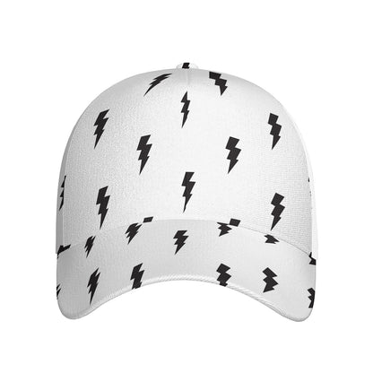 White And Black Lightning Pattern Print Baseball Cap