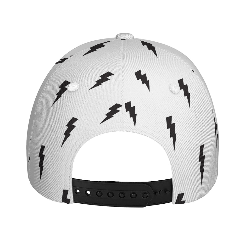 White And Black Lightning Pattern Print Baseball Cap