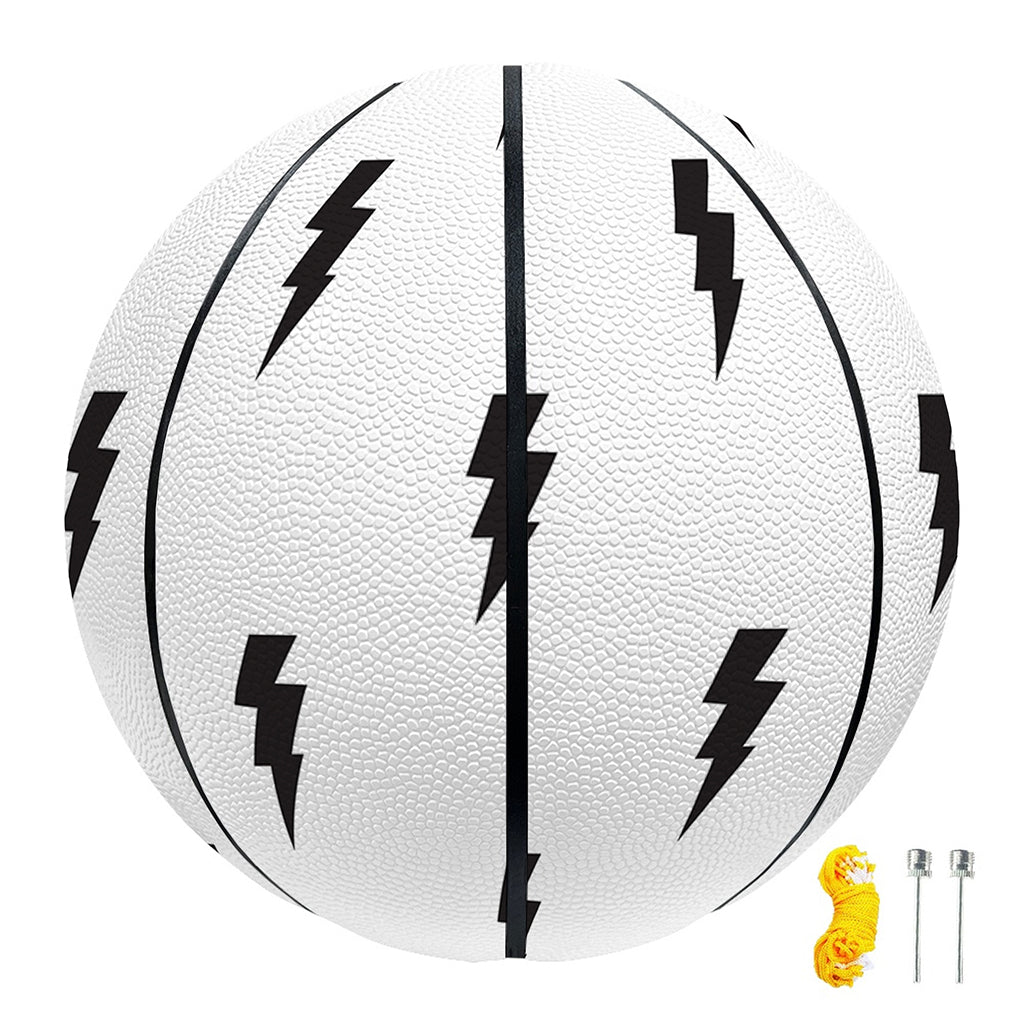 White And Black Lightning Pattern Print Basketball