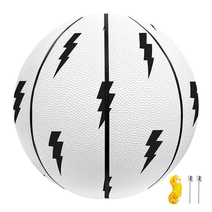 White And Black Lightning Pattern Print Basketball