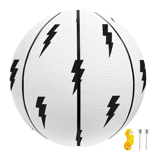 White And Black Lightning Pattern Print Basketball