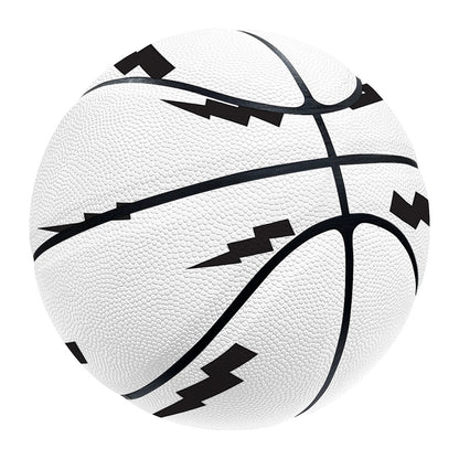 White And Black Lightning Pattern Print Basketball