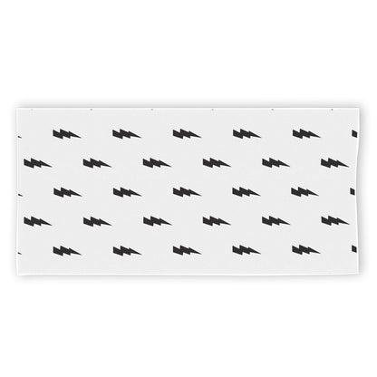 White And Black Lightning Pattern Print Beach Towel