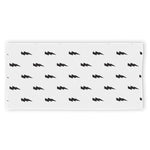 White And Black Lightning Pattern Print Beach Towel