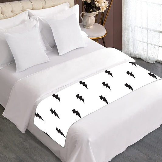 White And Black Lightning Pattern Print Bed Runner