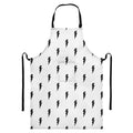 White And Black Lightning Pattern Print Bib Apron With Pocket