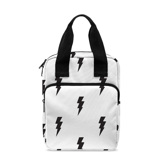 White And Black Lightning Pattern Print Bible Tote Bag