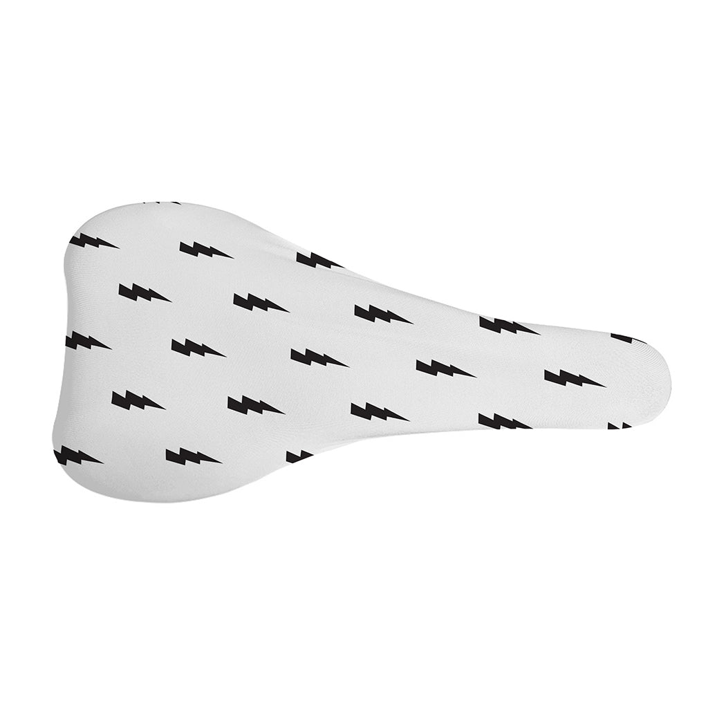 White And Black Lightning Pattern Print Bicycle Seat Cover