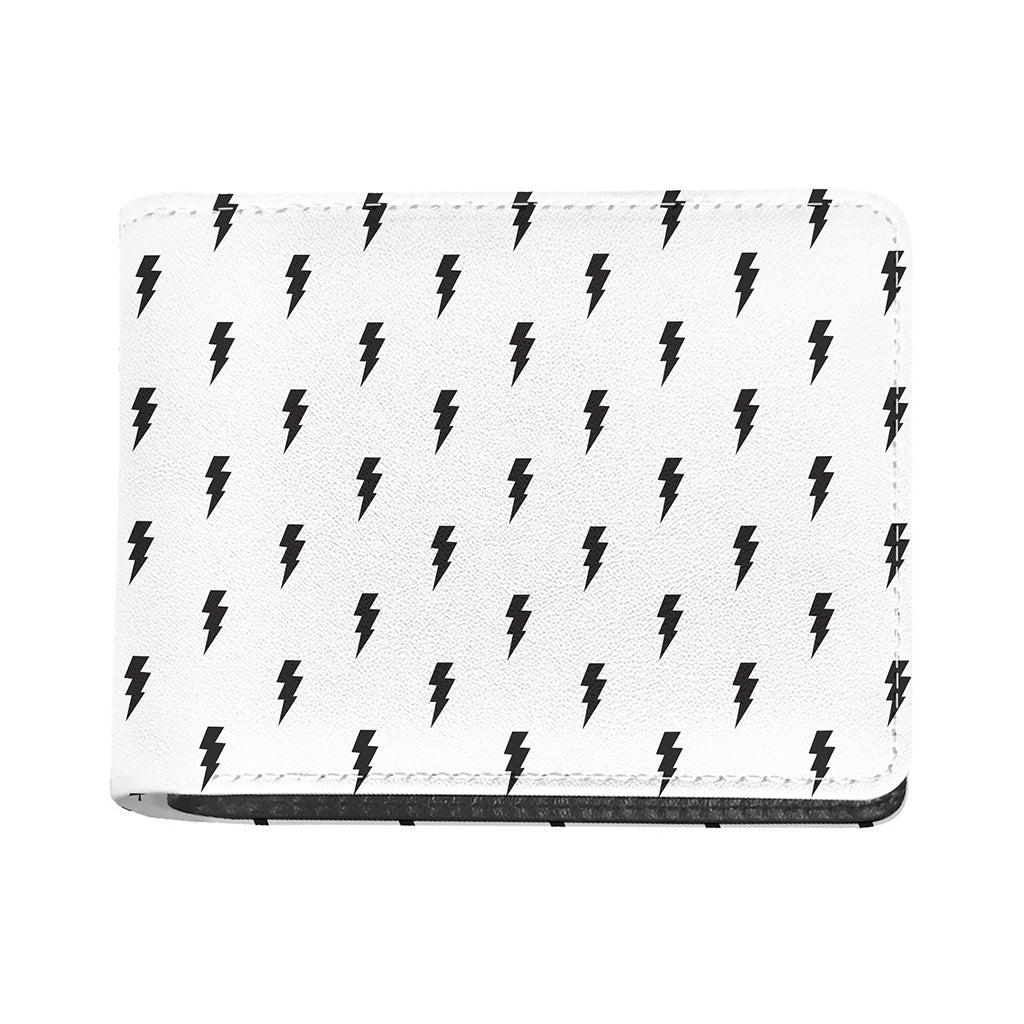 White And Black Lightning Pattern Print Bifold Wallet