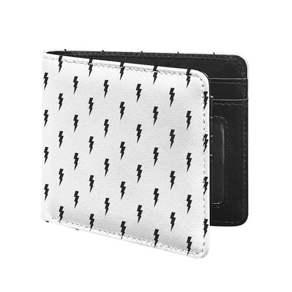 White And Black Lightning Pattern Print Bifold Wallet