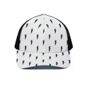 White And Black Lightning Pattern Print Black Mesh Trucker Hat