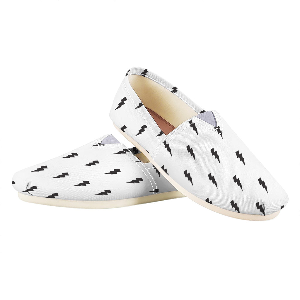 White And Black Lightning Pattern Print Casual Shoes