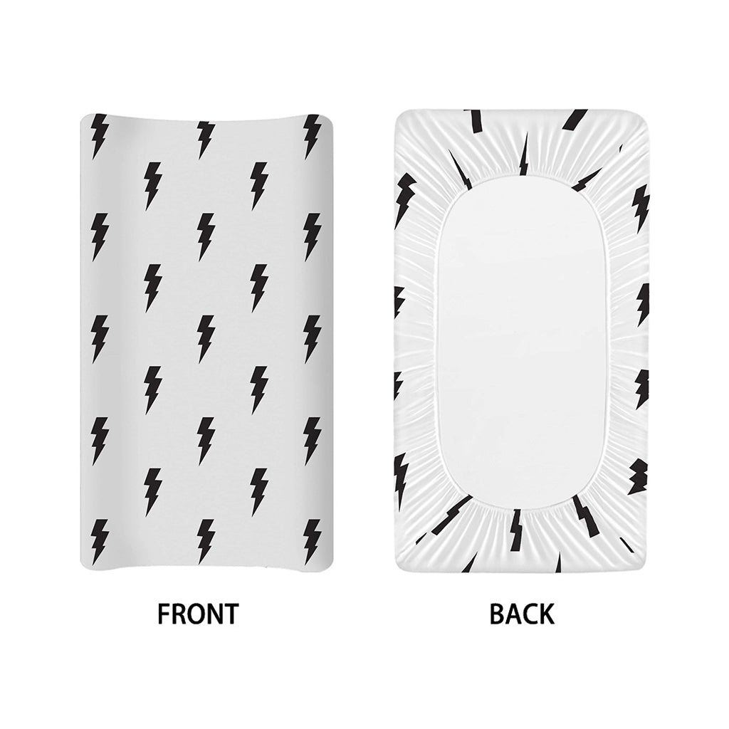 White And Black Lightning Pattern Print Changing Pad Cover
