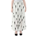 White And Black Lightning Pattern Print Chiffon Maxi Skirt