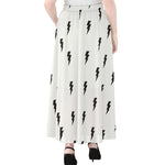 White And Black Lightning Pattern Print Chiffon Maxi Skirt