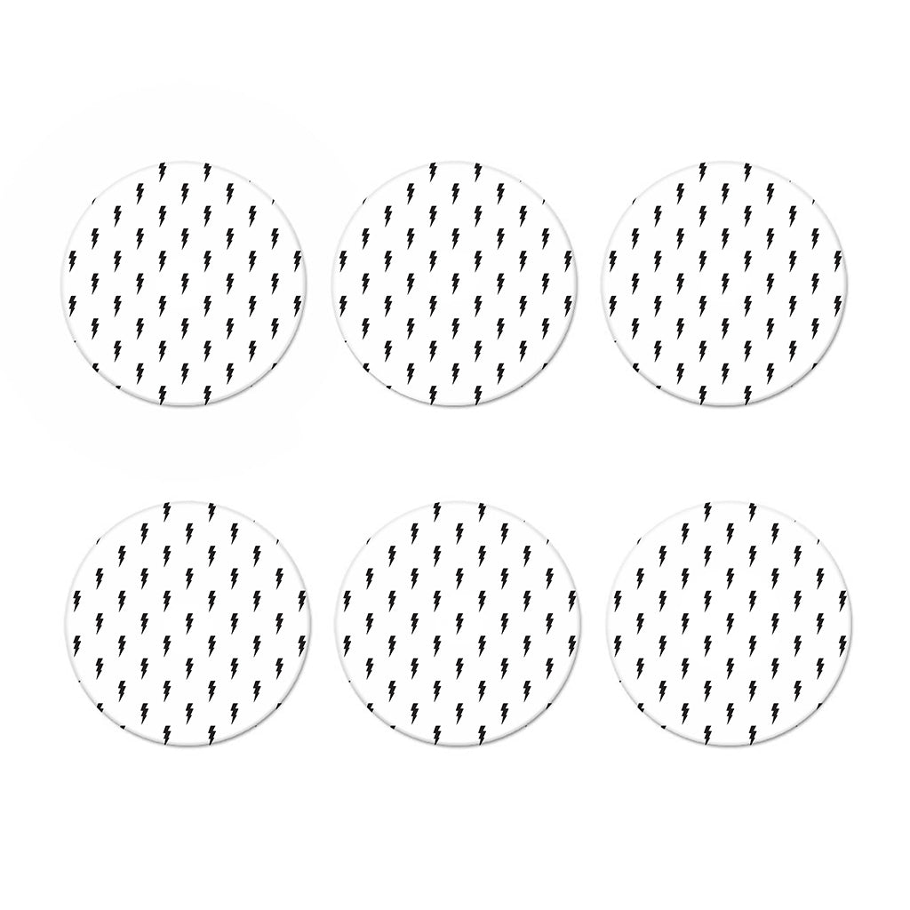 White And Black Lightning Pattern Print Coaster Set