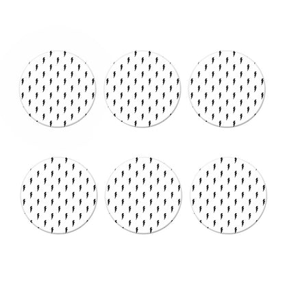 White And Black Lightning Pattern Print Coaster Set