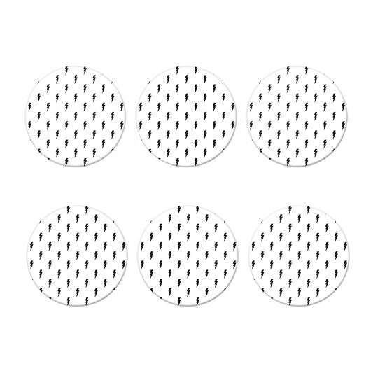 White And Black Lightning Pattern Print Coaster Set