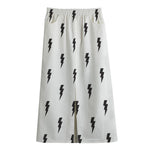 White And Black Lightning Pattern Print Cotton Front Slit Maxi Skirt