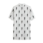 White And Black Lightning Pattern Print Cotton Hawaiian Shirt