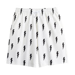 White And Black Lightning Pattern Print Cotton Shorts