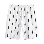 White And Black Lightning Pattern Print Cotton Shorts