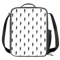 White And Black Lightning Pattern Print Crossbody Lunch Bag