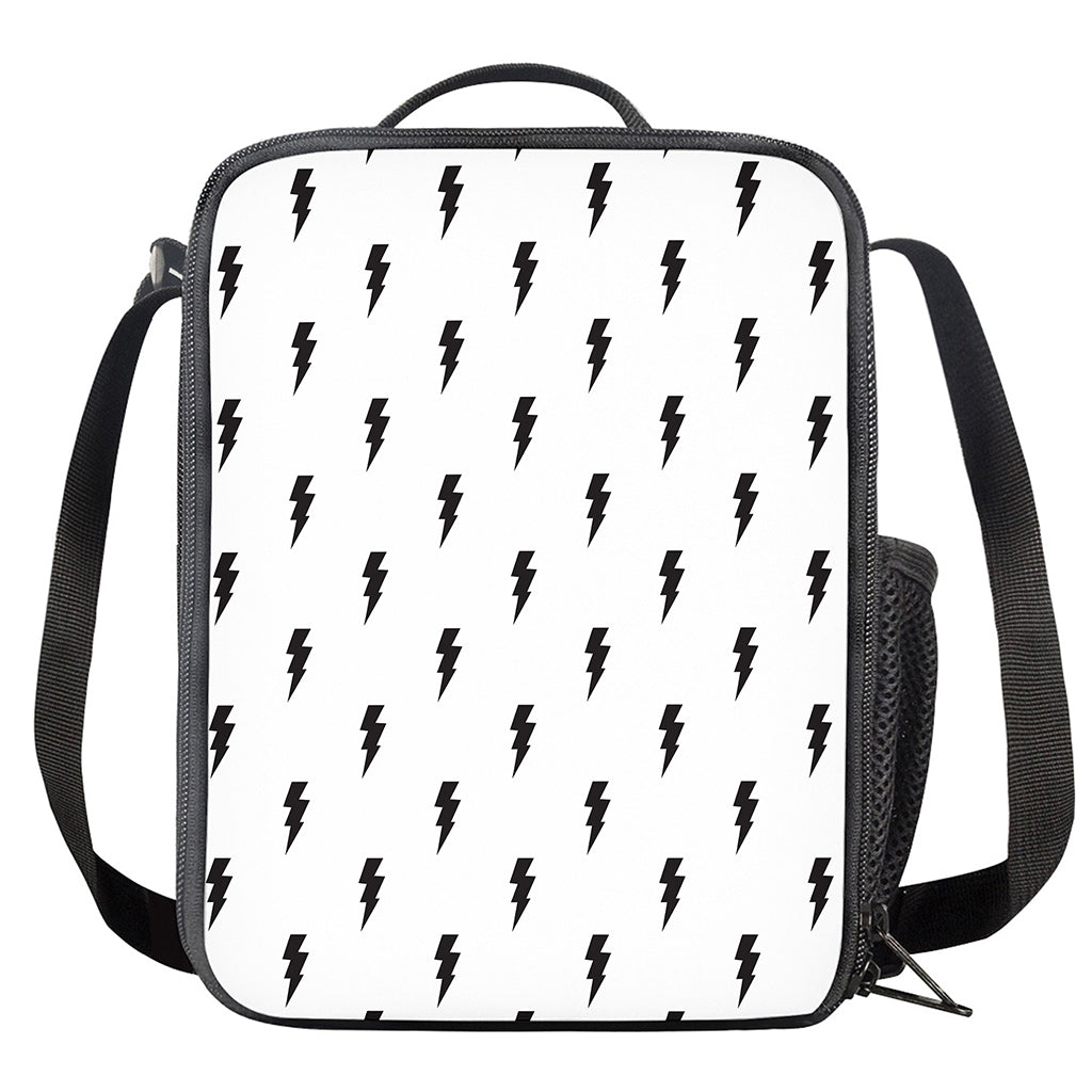 White And Black Lightning Pattern Print Crossbody Lunch Bag