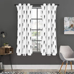 White And Black Lightning Pattern Print Curtain