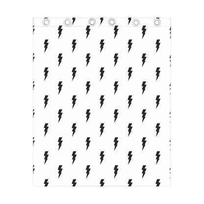 White And Black Lightning Pattern Print Curtain