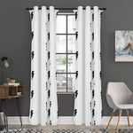 White And Black Lightning Pattern Print Curtain