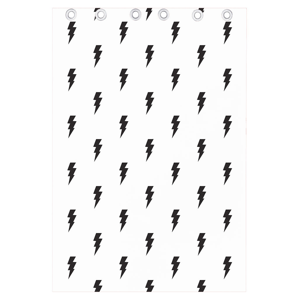 White And Black Lightning Pattern Print Curtain