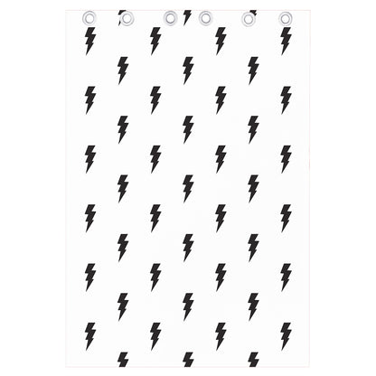 White And Black Lightning Pattern Print Curtain