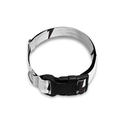 White And Black Lightning Pattern Print Dog Collar