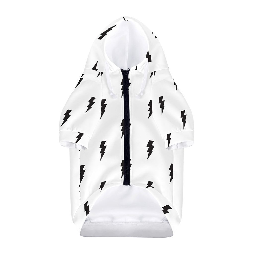 White And Black Lightning Pattern Print Dog Zip Up Hoodie