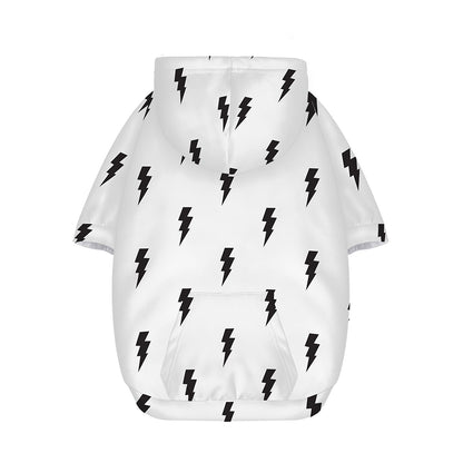 White And Black Lightning Pattern Print Dog Zip Up Hoodie