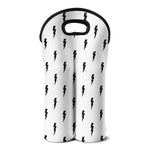 White And Black Lightning Pattern Print Double Neoprene Wine Tote
