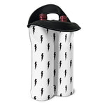 White And Black Lightning Pattern Print Double Neoprene Wine Tote
